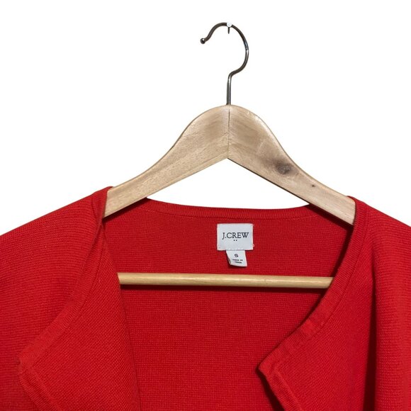 J Crew Women’s Cardigan Long Burnt Orange Open Sz S Heavy Cotton Knit Lagenlook - Picture 4 of 14